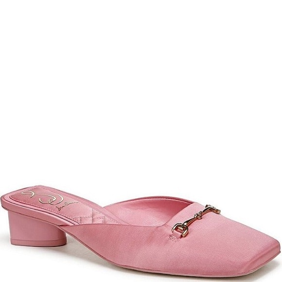 Sam Edelman Shoes - Sam Edelman Ollie Satin Bit Buckle Square Toe Dress Mules in Pink